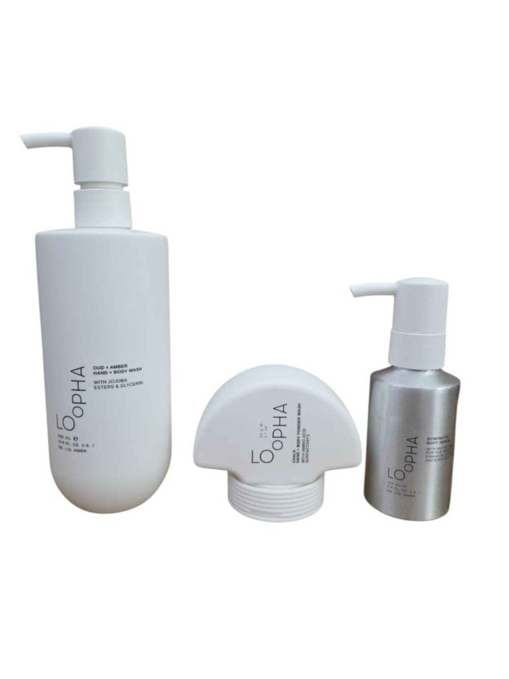 Loopha OUD + Amber Hand & Body Wash Broadleaf Forest Powder Biomimetic Serum